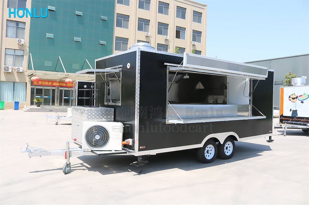16.4ft Custom Black Square Food Trailer front view