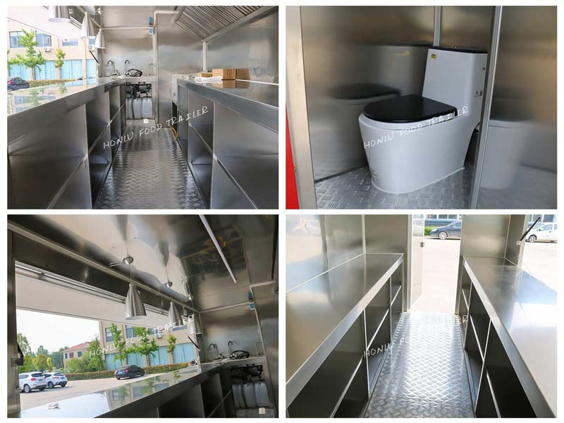 customized square food trailer with toilet inner structure