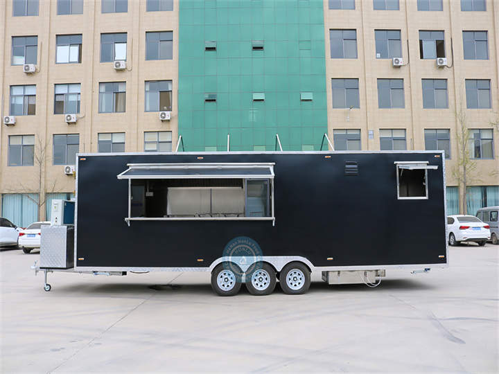 8m food trailer with bathroom front view