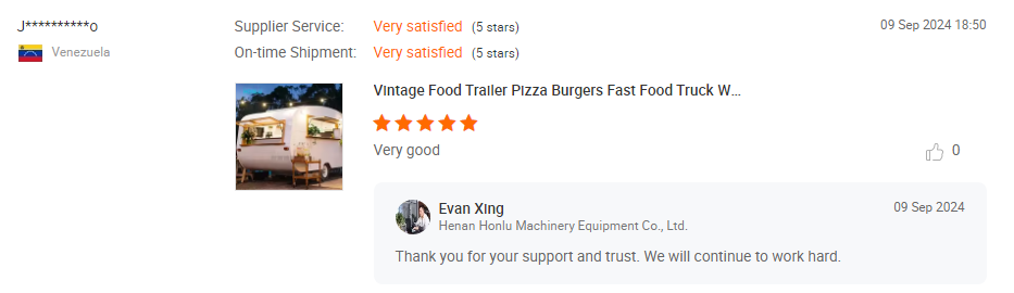 Venezuelan customer's review on our food trailers