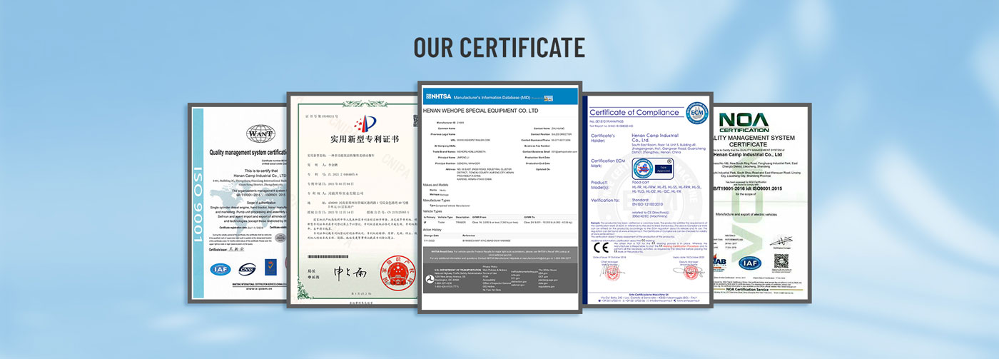 Honlu food trailer Certificates