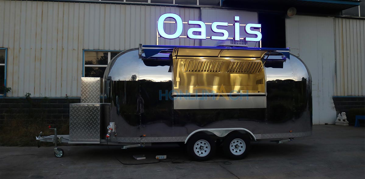 16ft airstream food truck night view