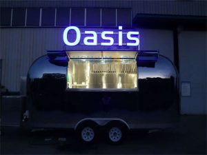 16ft airstream trailer food truck night view