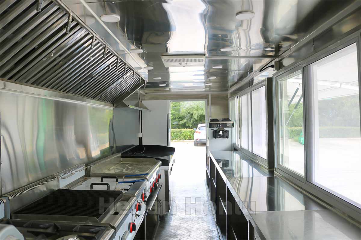 26ft big food truck with full kitchen interior view