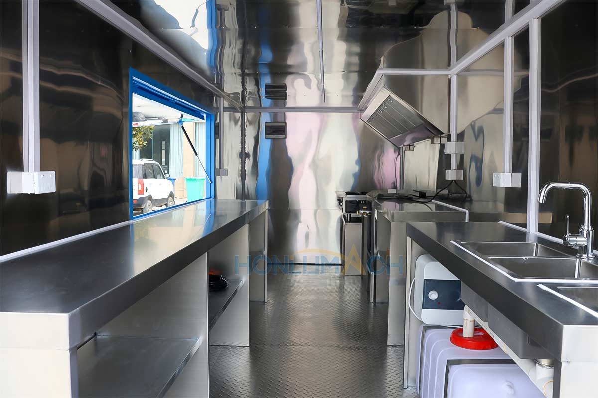 18ft container trailer food truck interior view