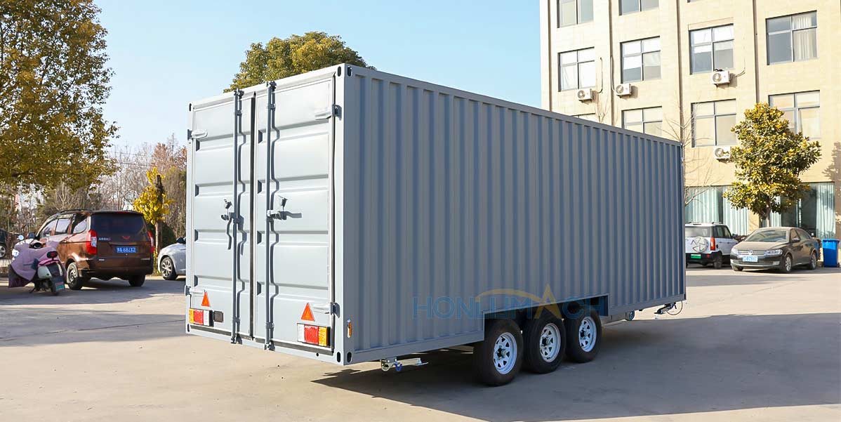 5.8m container trailer with toilet Lebanon back view